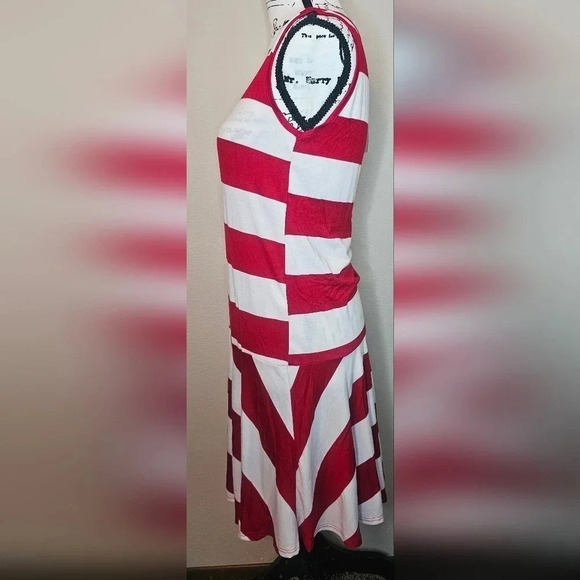 J Mode USA Women's Red & White Sleeveless Drop Waist A-Line Dress Sz Medium NWT - Picture 5 of 11
